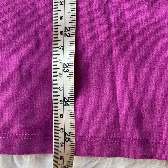Halogen Blouse Sz M Magenta Pink 3/4 Sleeve Double V Neck Top Stretch Fun Womens - Picture 9 of 10
